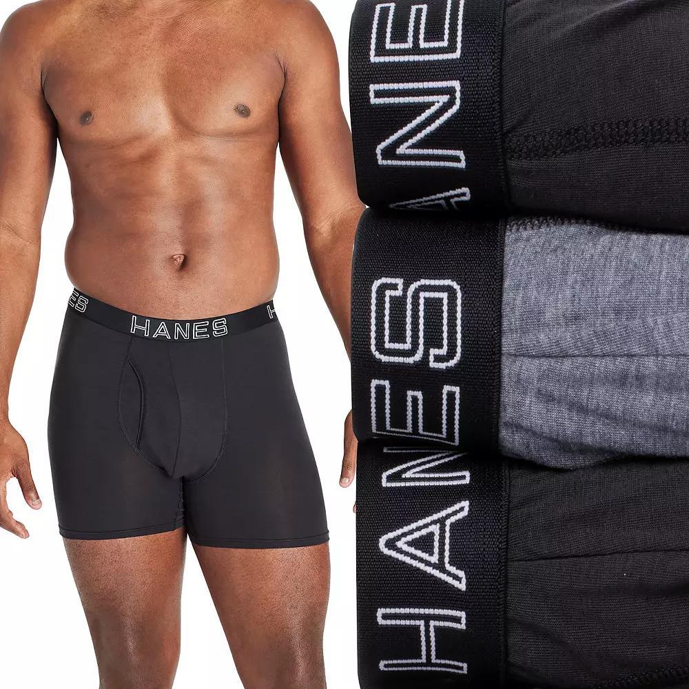 Big & Tall Hanes Ultimate 3-Pack Big Men's Comfort Flex Fit Total Support Pouch Boxer Briefs, Size: 3XB, Black Gray Product Image