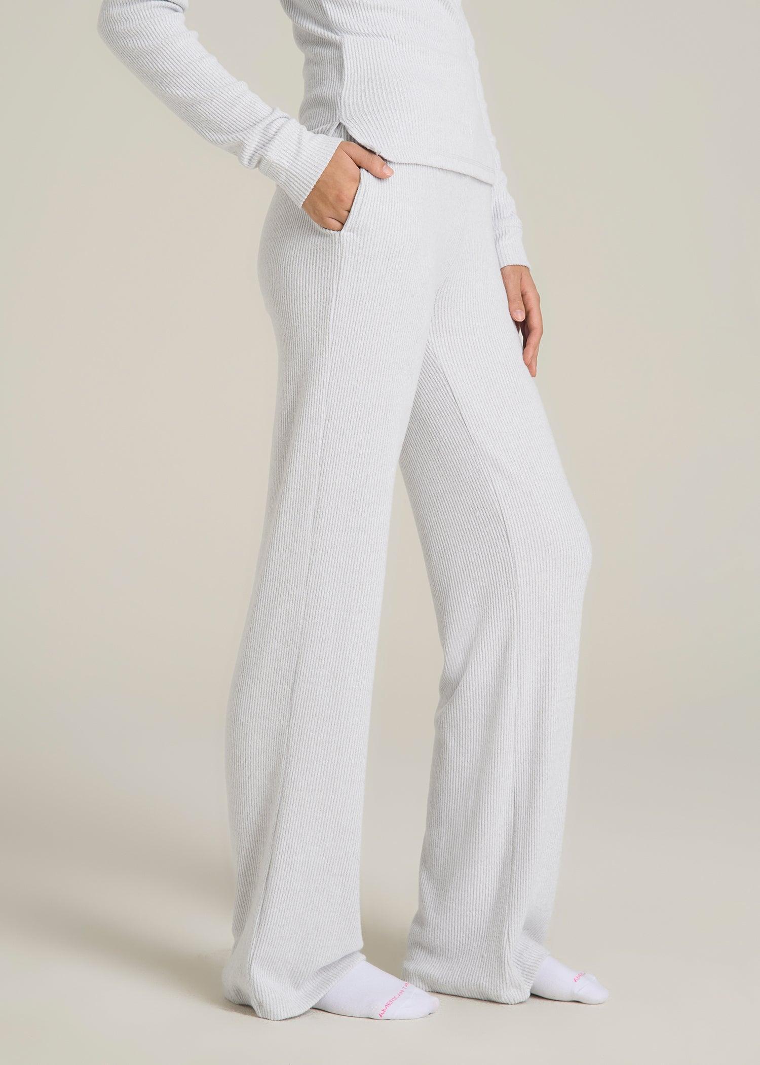Women's Ribbed Flare Lounge Pants for Tall Women in Fog Grey Mix Female Product Image
