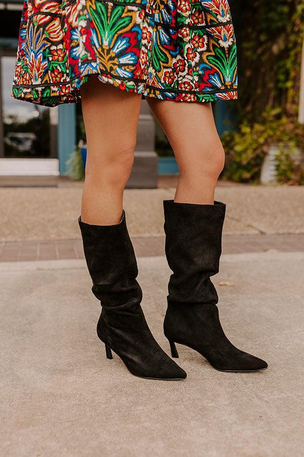 The Sadie Faux Suede Boot in Black Product Image