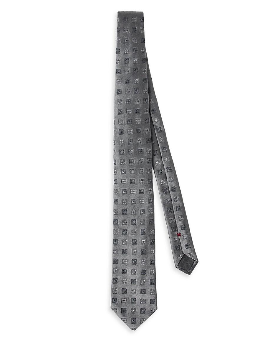 Mens Silk Tie with Squares Pattern Product Image