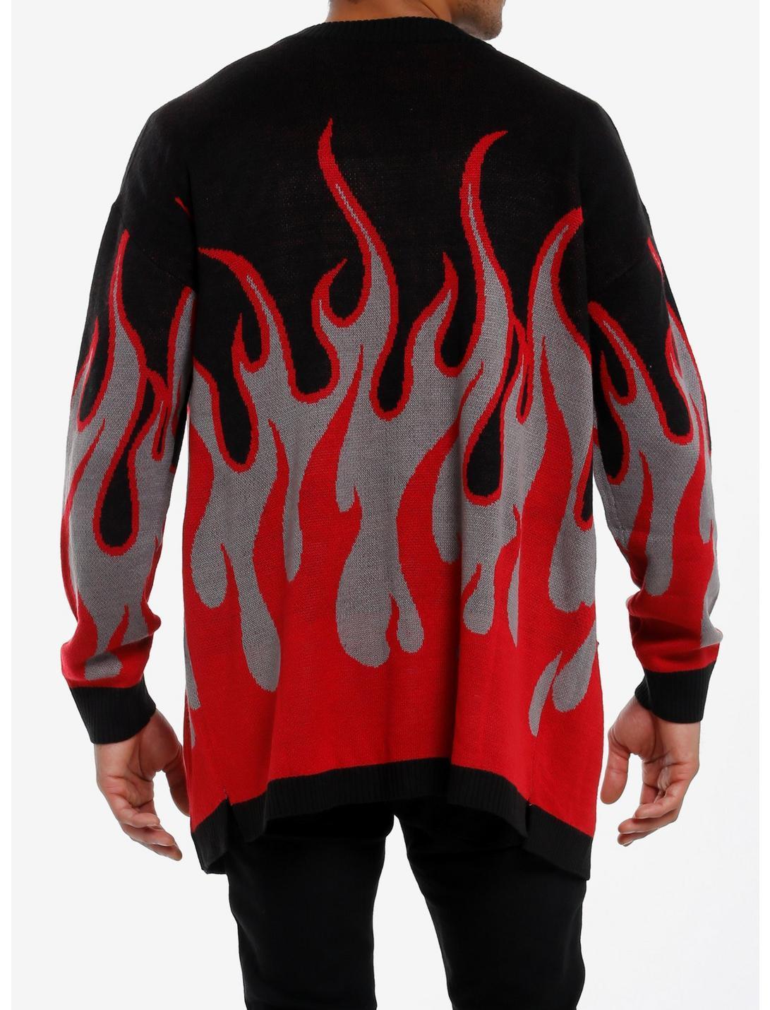 Social Collision Red & Grey Flame Cardigan Product Image