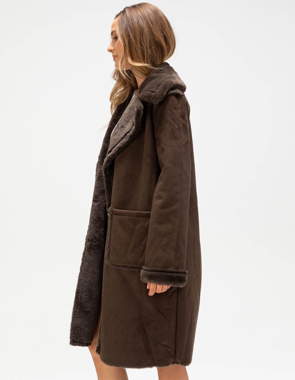 NVLT Shearling Womens Coat - CREAM Product Image