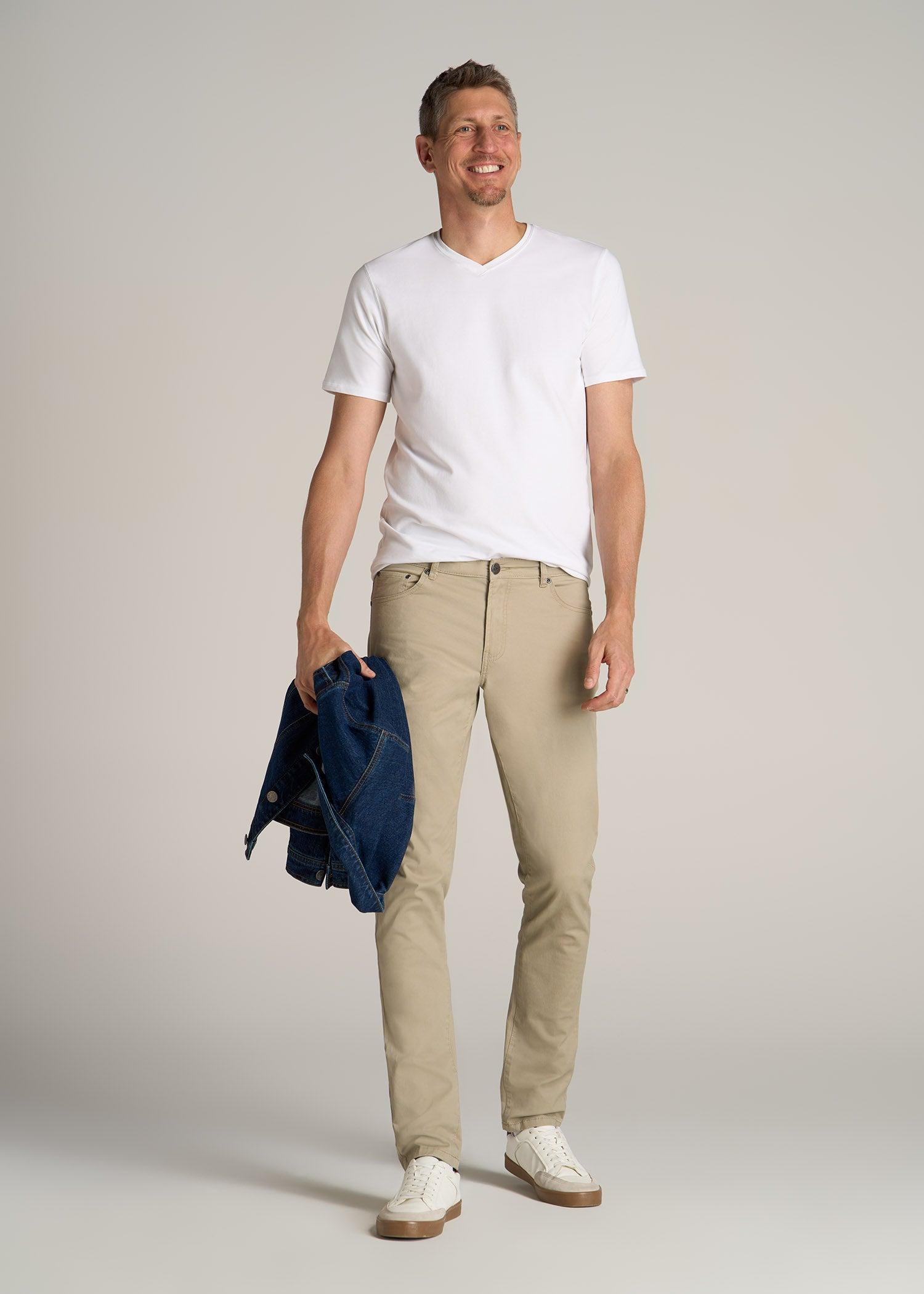 The Essential REGULAR-FIT V-Neck Men's Tall Tees in White Male Product Image