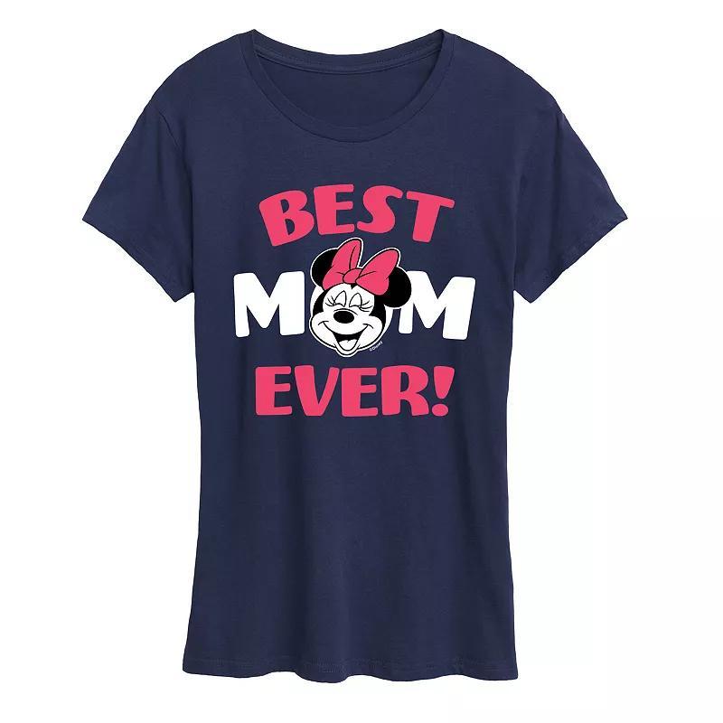 Disneys Minnie Mouse Womens Best Mom Graphic Tee Grey Green Product Image