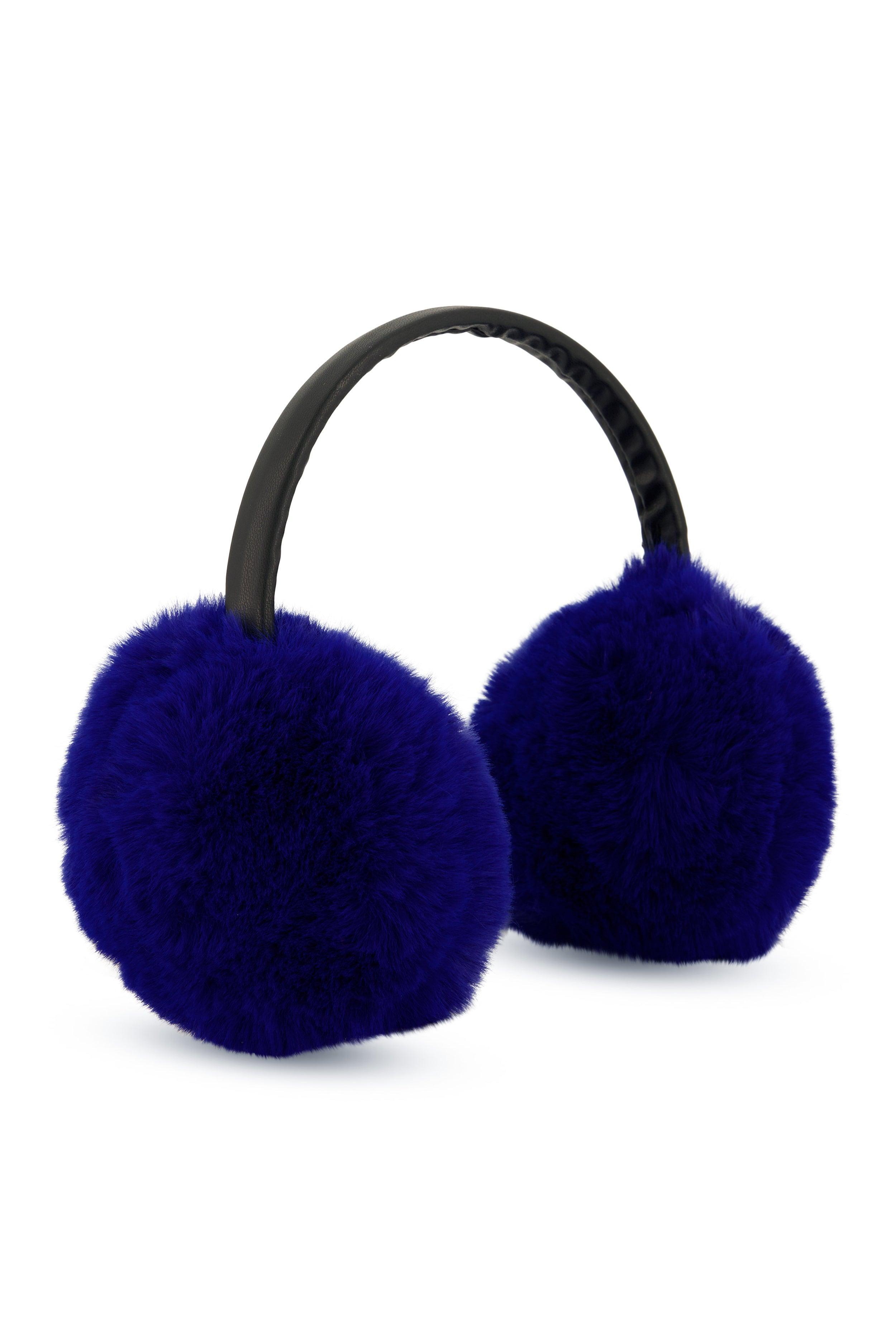 Womens Faux Leather Band Faux Fur Earmuffs Product Image