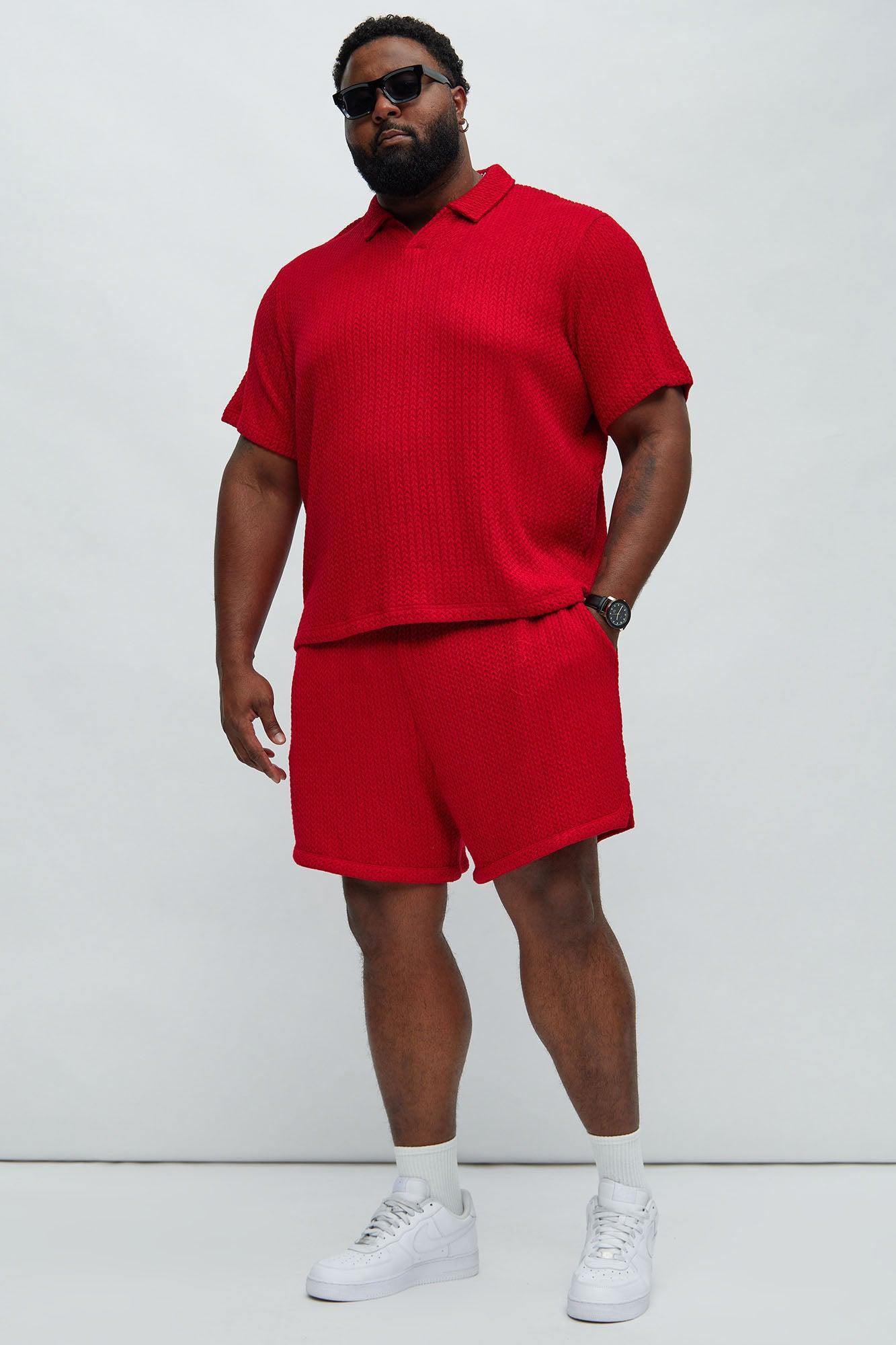 Catanina Textured Shorts - Red Product Image