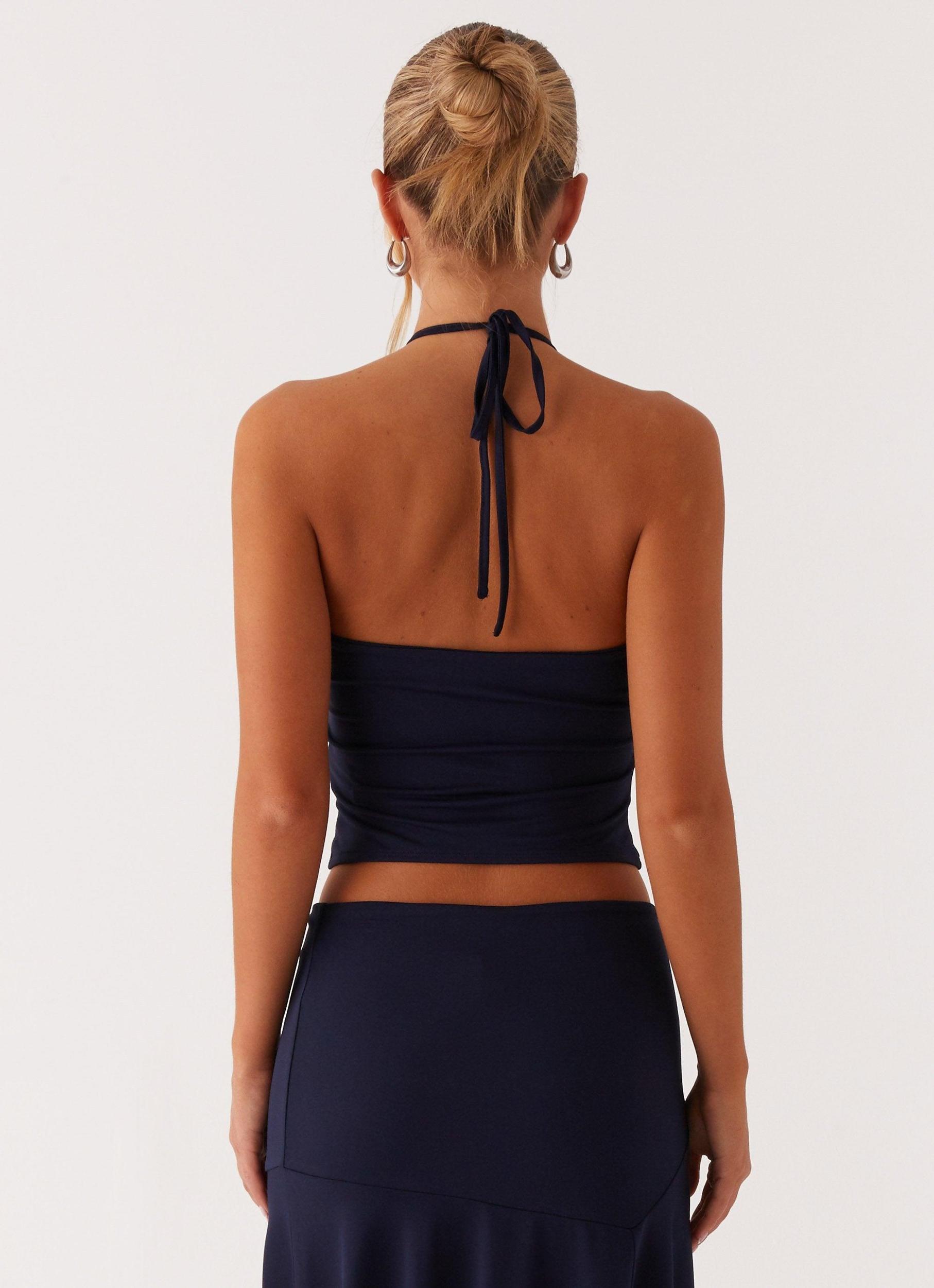 Paris Nights Halter Top - Navy Product Image