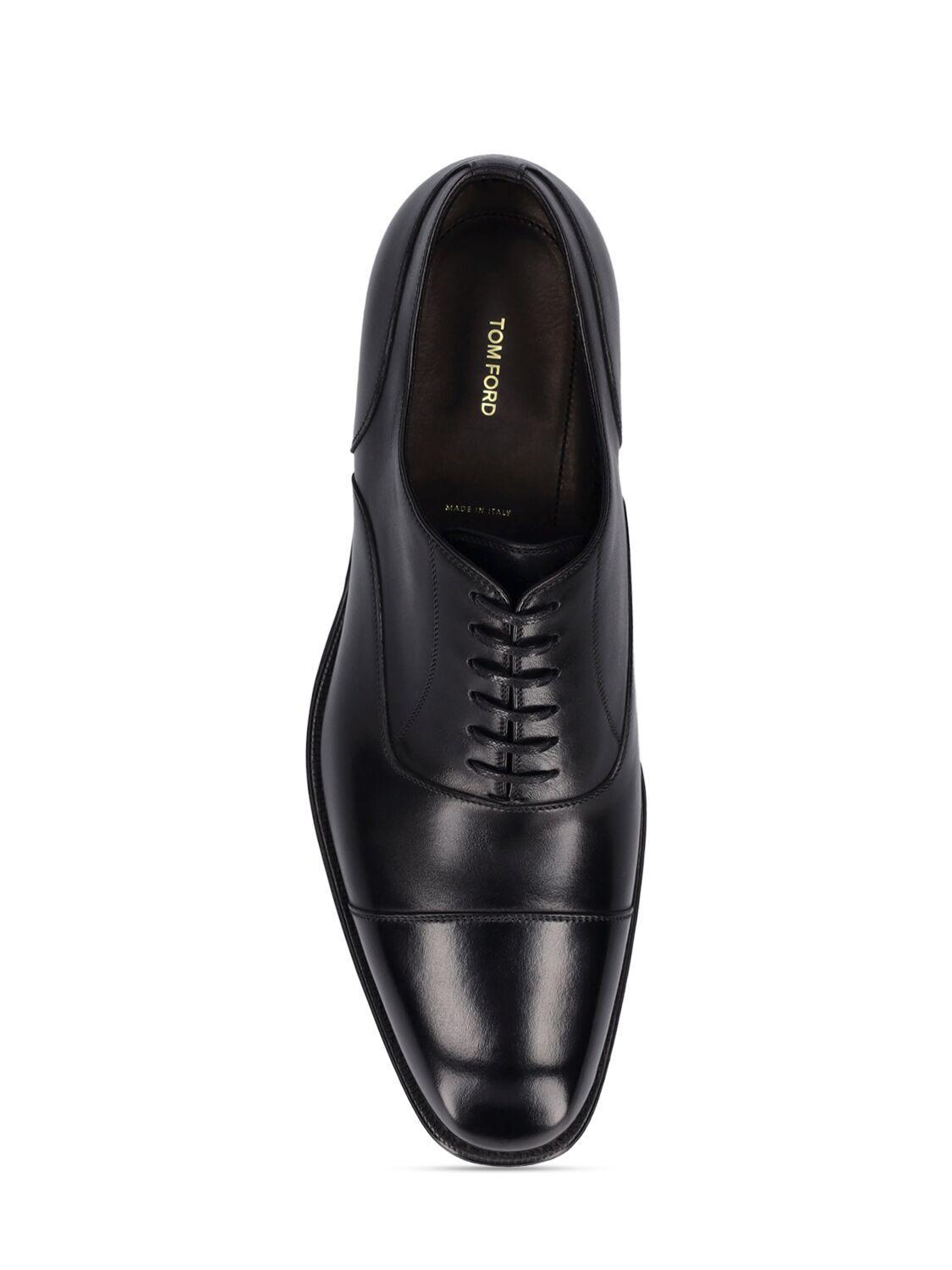 TOM FORD Black Elkan Leather Derby Shoes Product Image