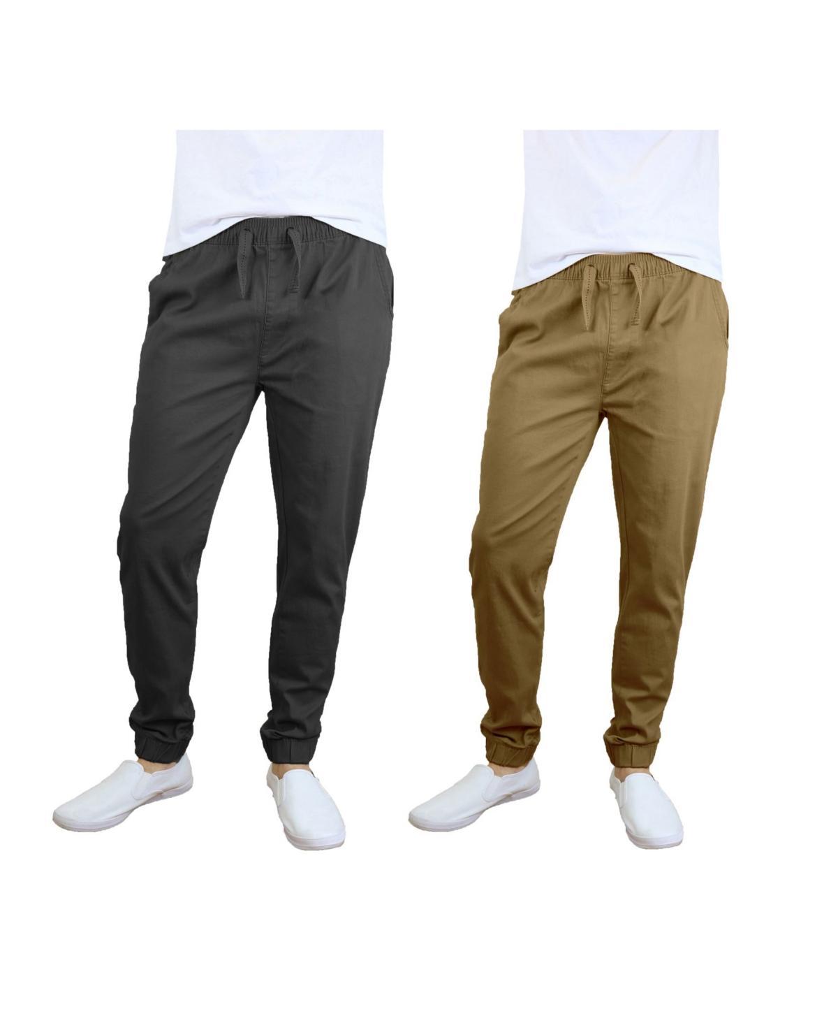 Galaxy By Harvic Mens Basic Stretch Twill Joggers, Pack of 2 - Black Product Image