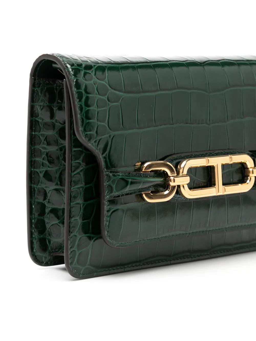 TOM FORD Whitney Small Crocodile Printed Shoulder Bag In Black Product Image