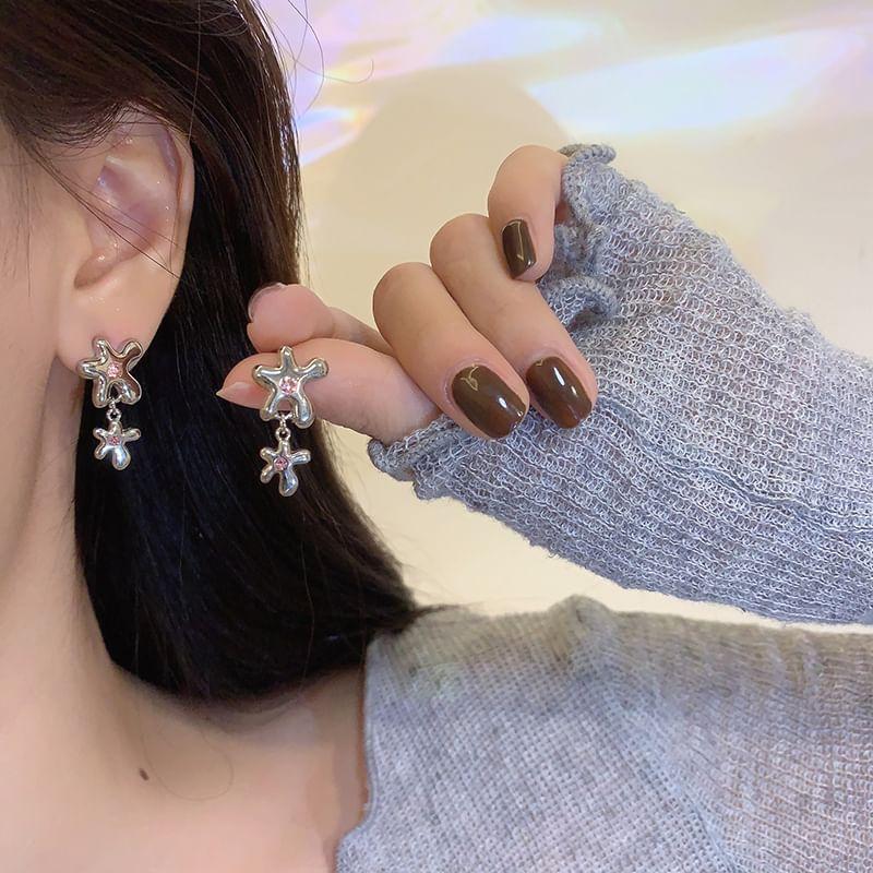 Rhinestone Floral Drop Earring Product Image