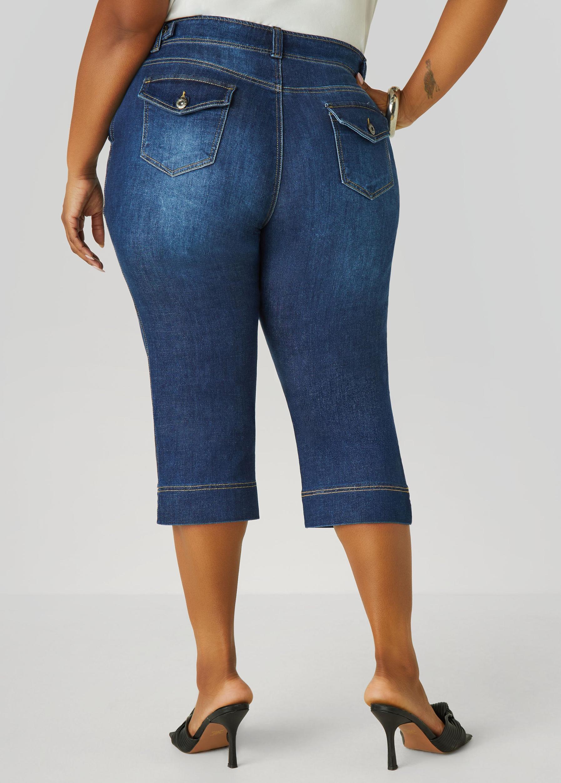 Plus Size Wide Leg Denim Shorts Ashley Stewart Product Image