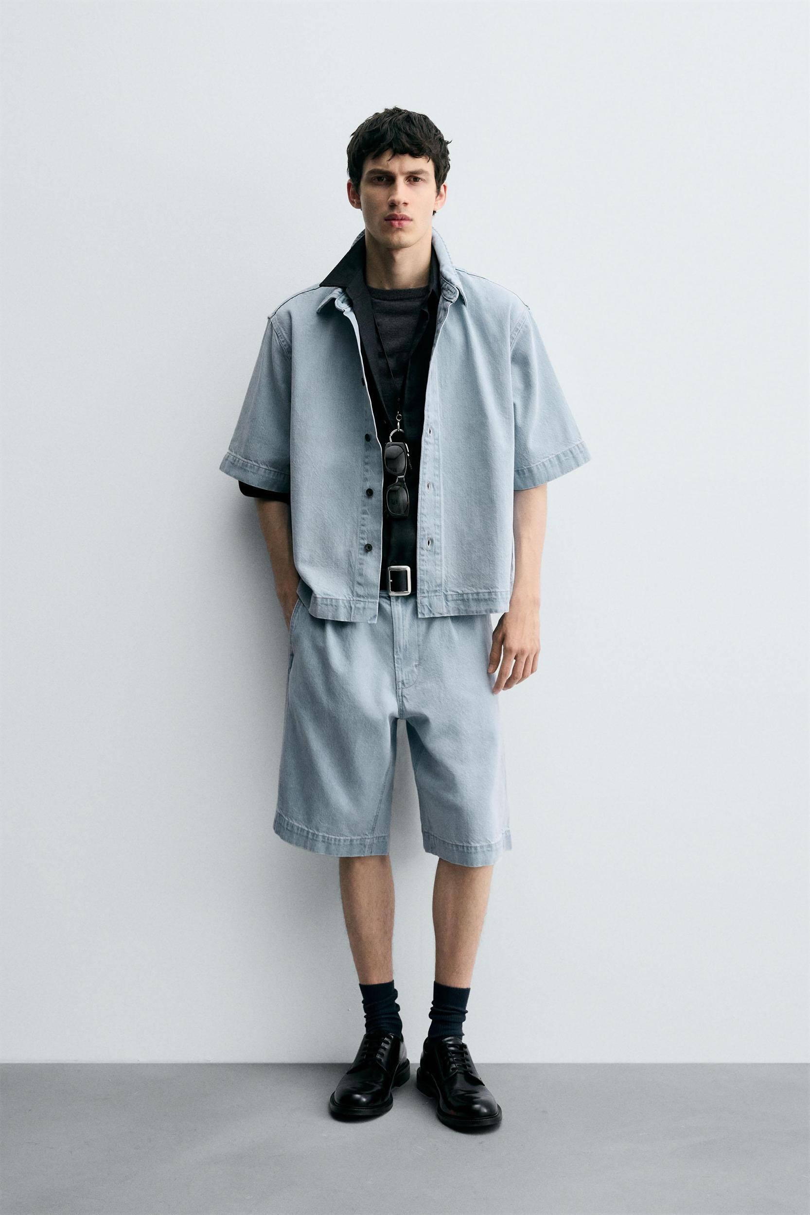 SHORT SLEEVE DENIM SHIRT Product Image