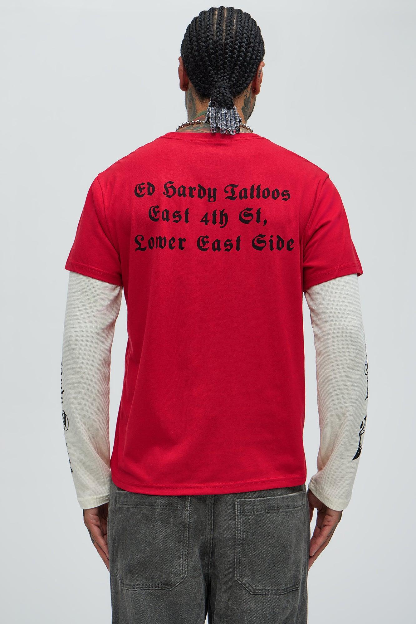 Ed Hardy Flame Skull Thermal Long Sleeve - Red/combo Product Image