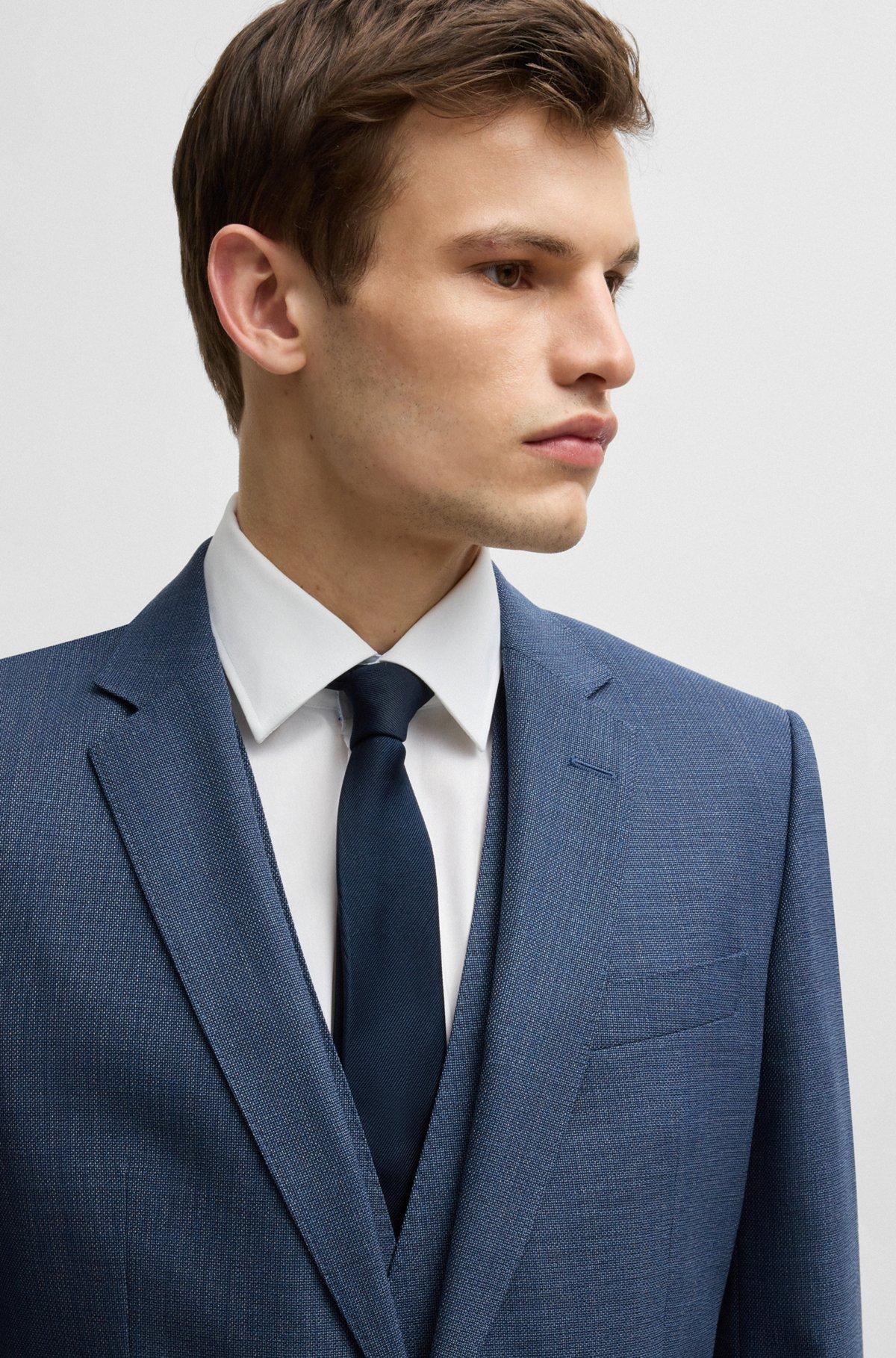 BOSS - Slim-fit three-piece suit in patterned wool - Blue Product Image