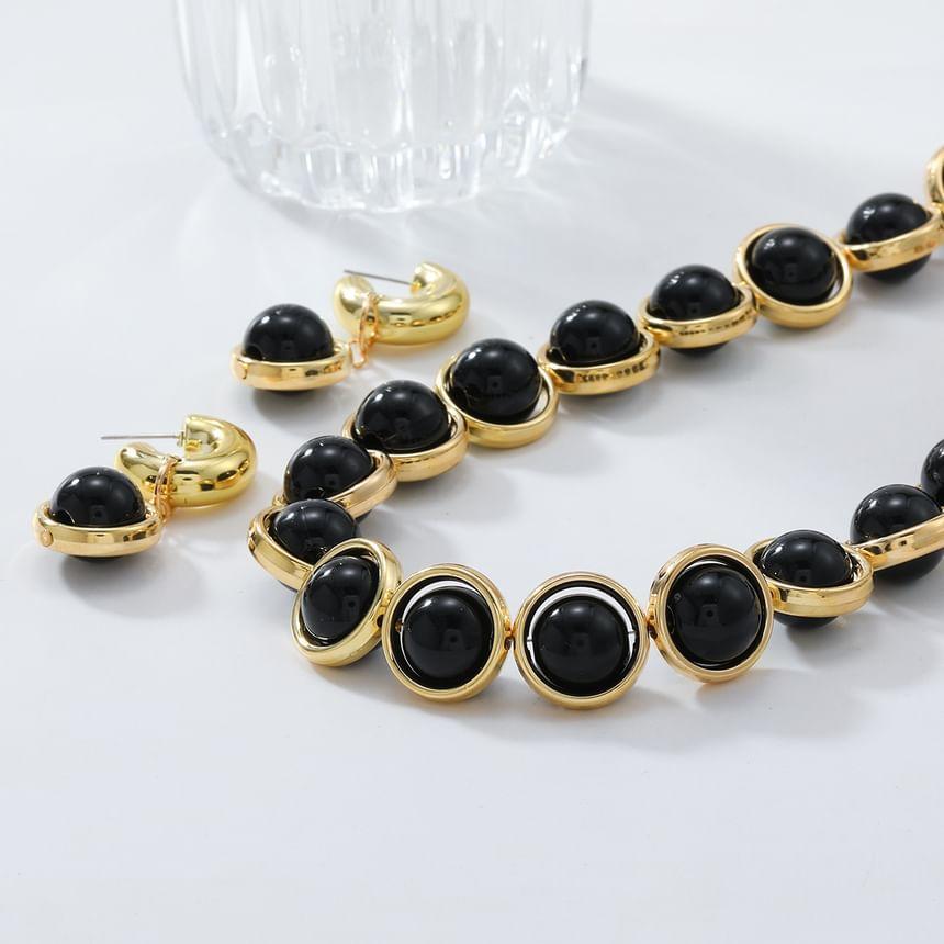 Set: Bead Necklace + Drop Earring Product Image