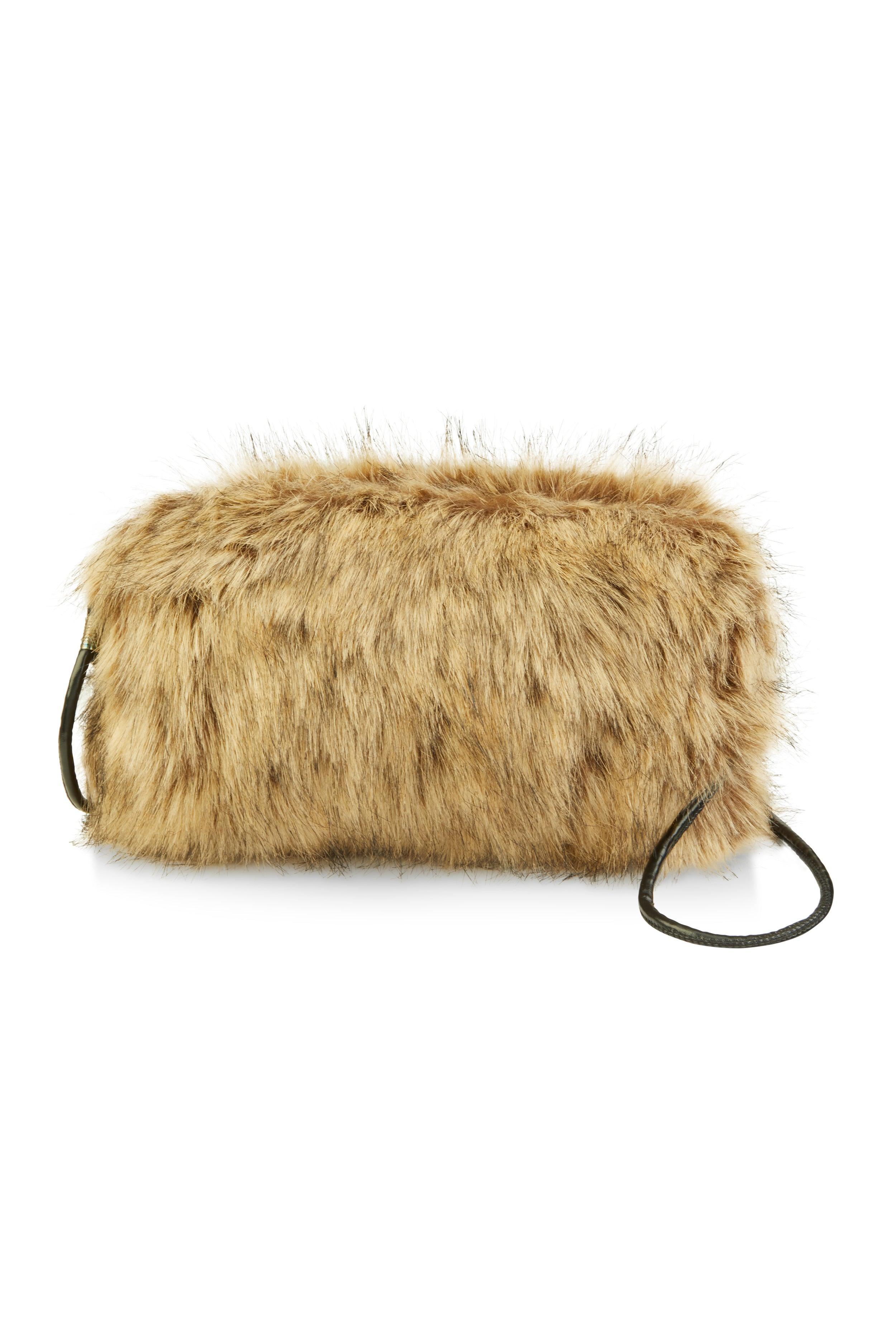 Womens Faux Fur Muff Crossbody Bag Product Image