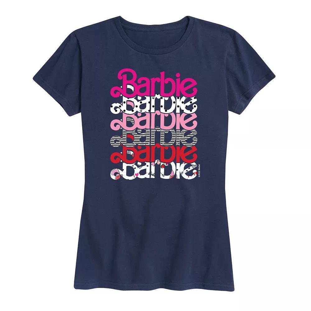 Women's Barbie® Stacked Graphic Tee, Size: XXL, Blue Product Image