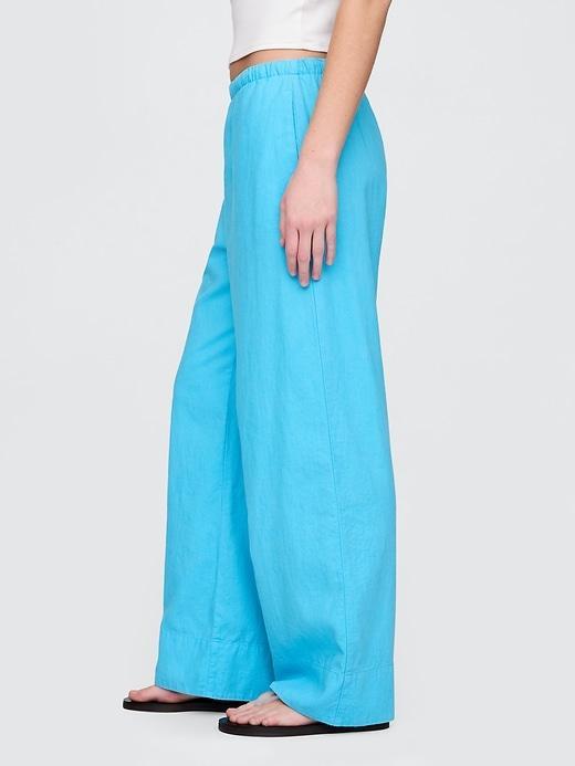 Linen-Blend Easy Wide-Hem Pants Product Image