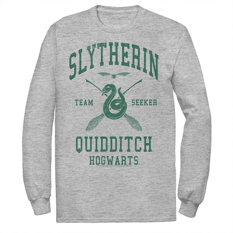 Men's Harry Potter Slytherin Team Seeker Text Long Sleeve Graphic Tee, Size: Large, Athletic Grey Product Image