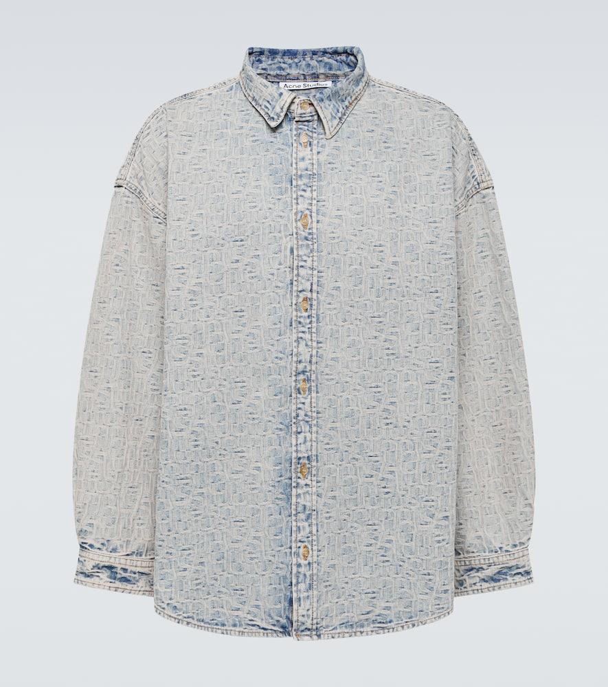 ACNE STUDIOS Oversized Patterned Denim Shirt In Blue,beige Product Image