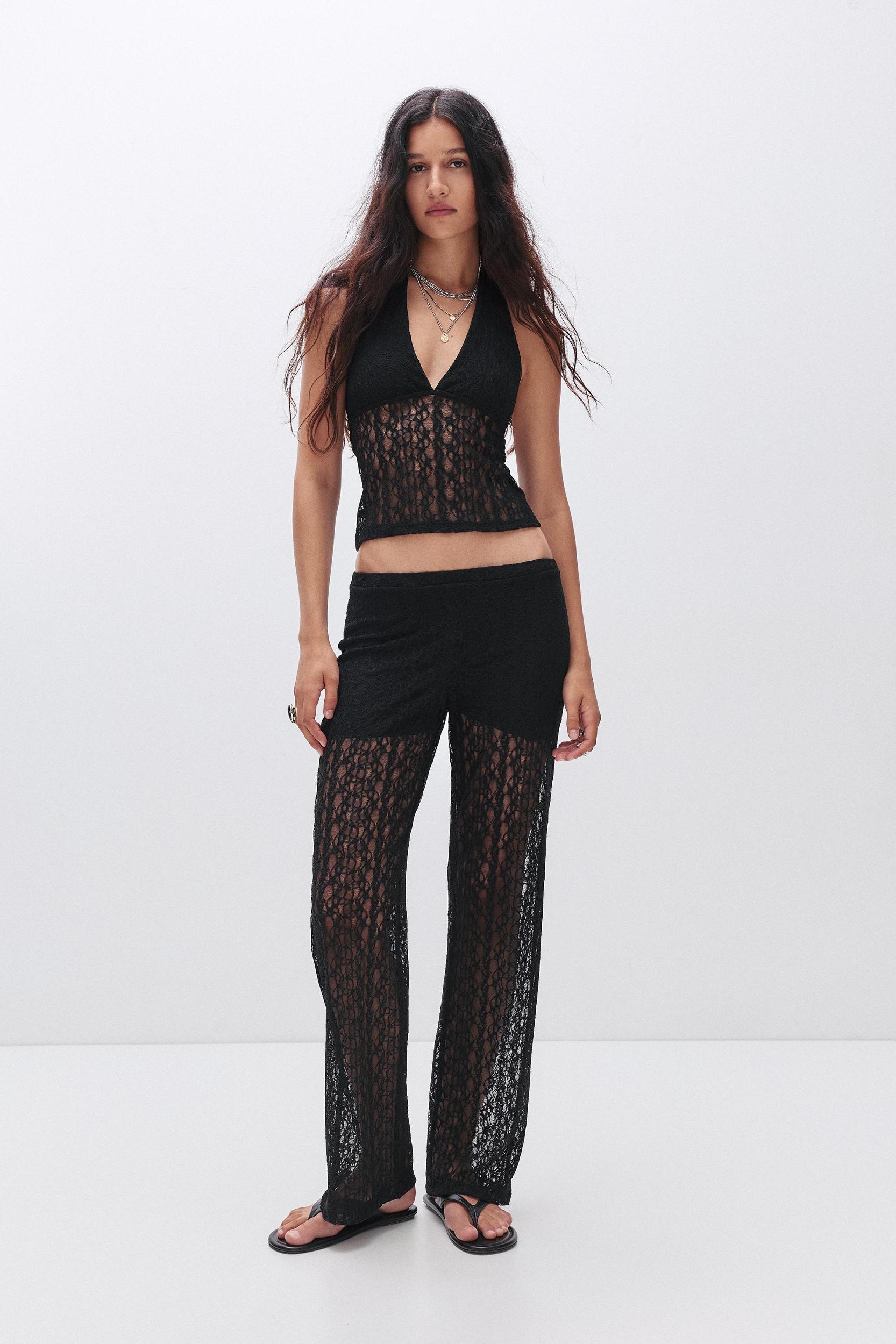 Wide-leg lace trousers Product Image