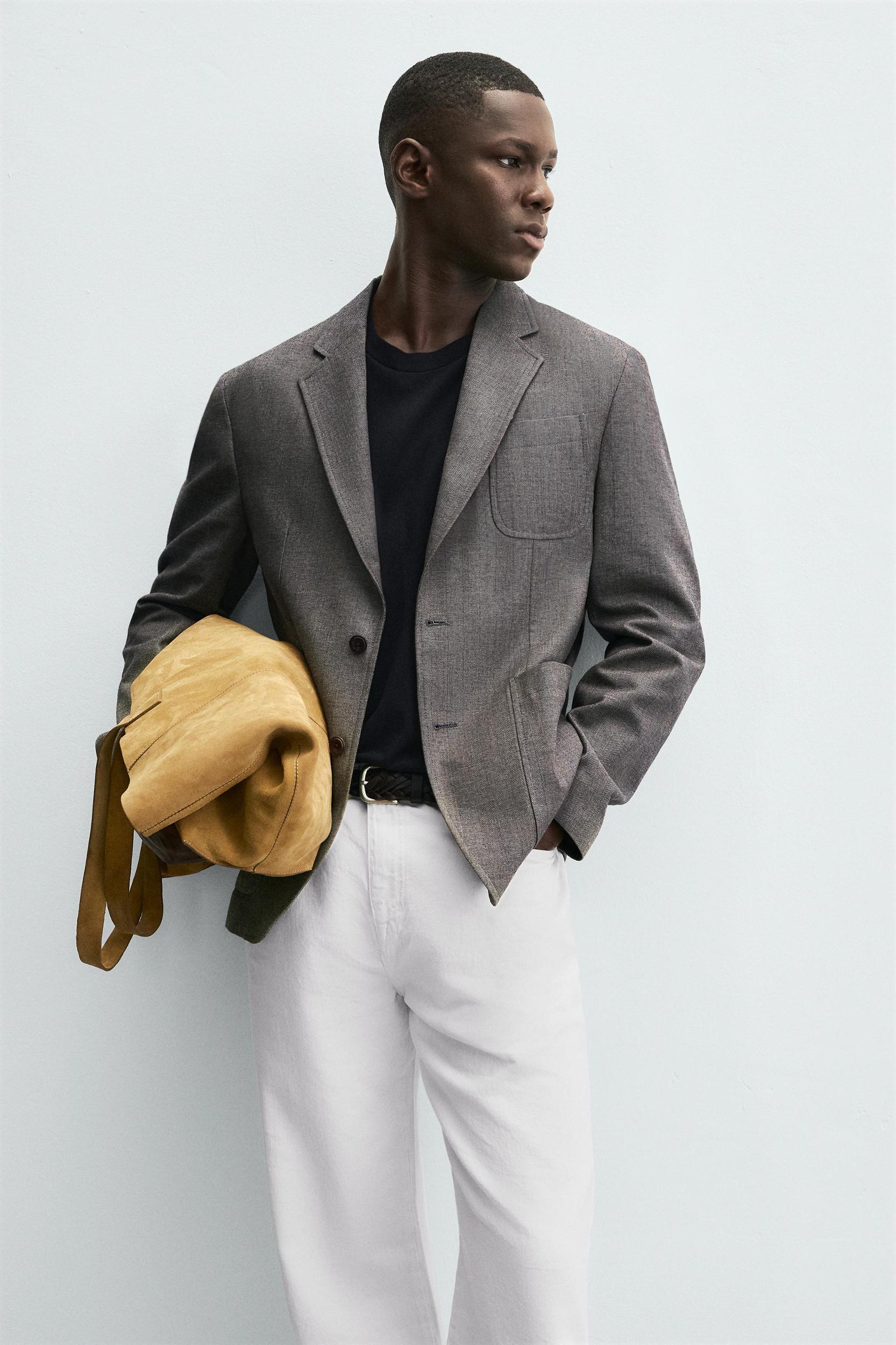 HERRINGBONE TEXTURED BLAZER Product Image