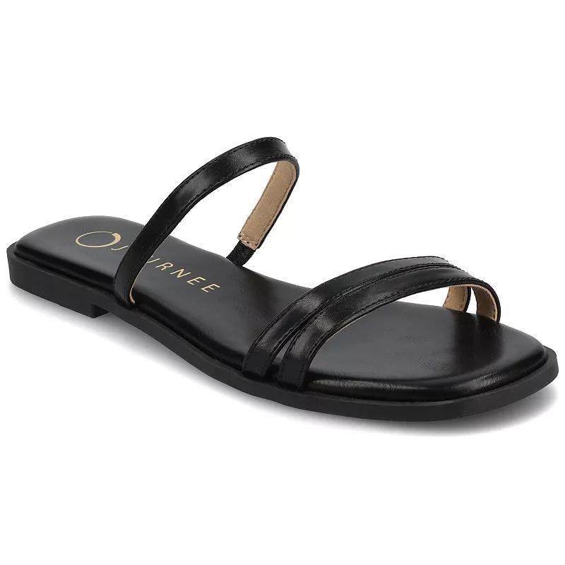 Journee Women's Multi Strap Slide On Flat Sandals, Size: 8, Black Product Image