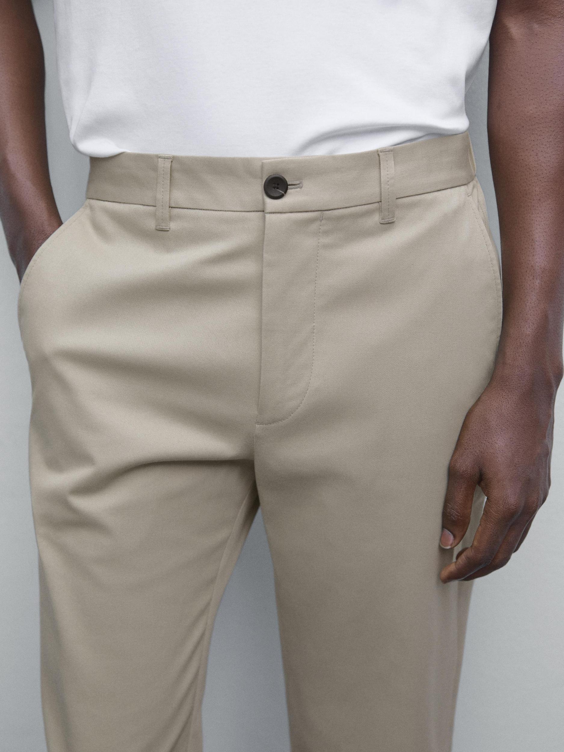 Cotton blend tapered fit trousers Product Image