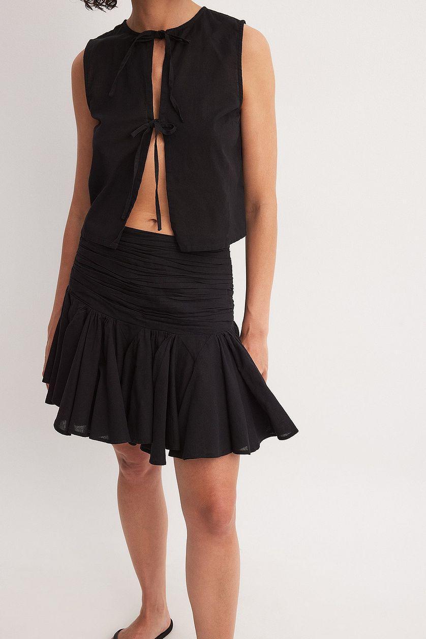 Linen Blend Frilled Mini Skirt Product Image