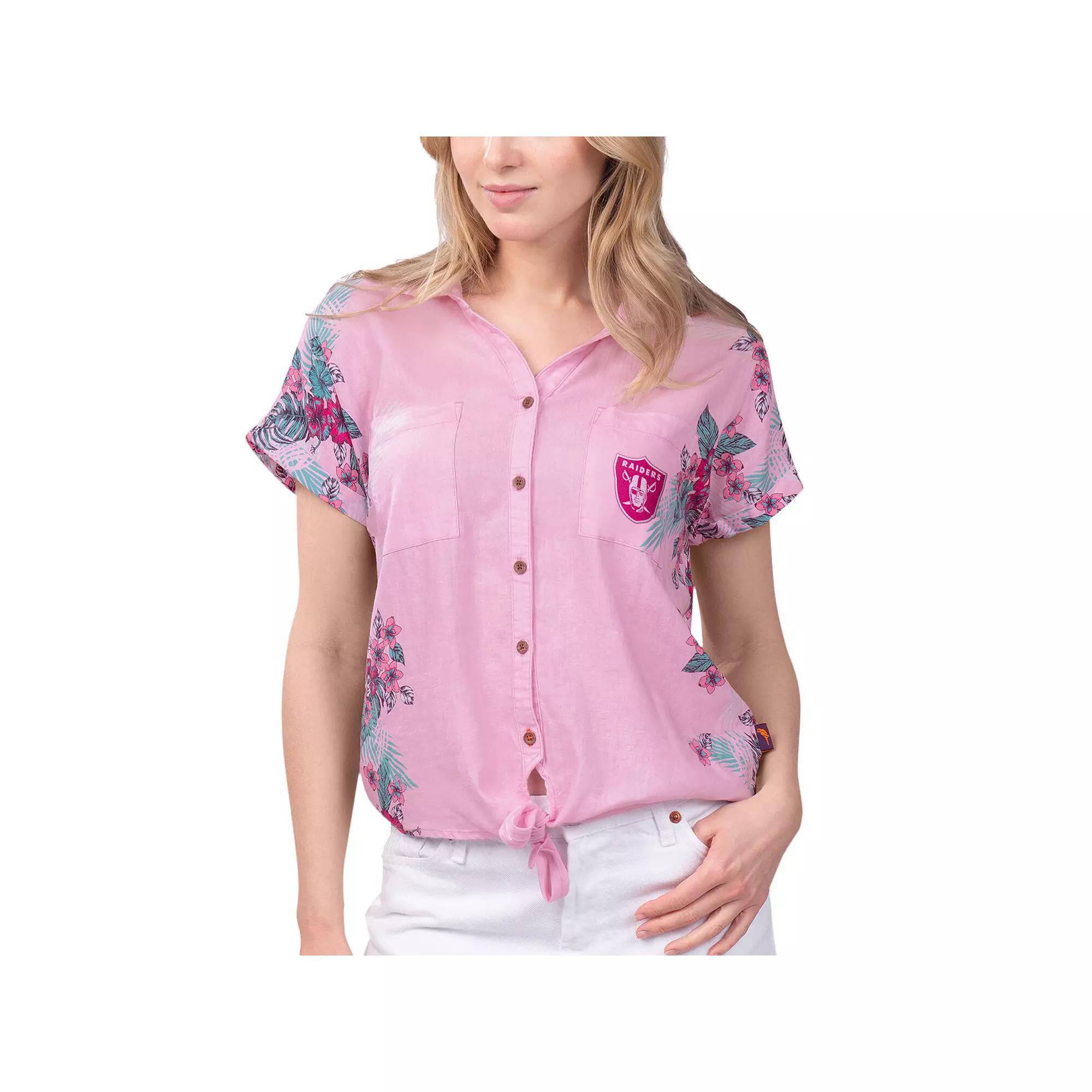 Womens Margaritaville Pink Las Vegas Raiders Stadium Tie-Front Button-Up Shirt Product Image