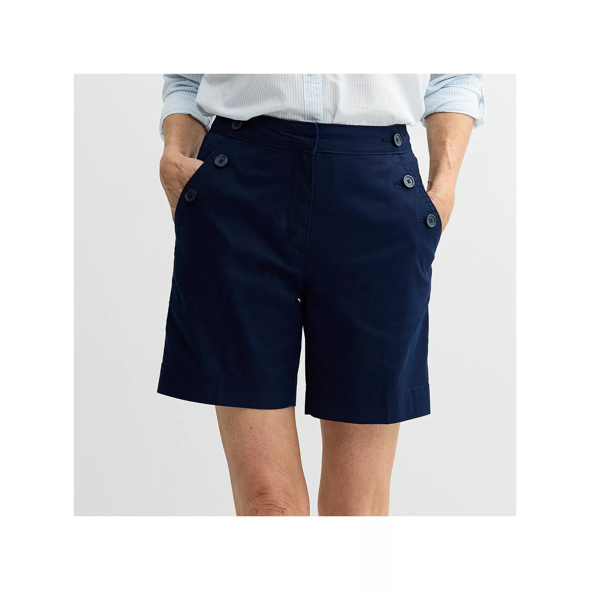 Women's Croft & Barrow® Classic Button Shorts, Size: 16, Seattle Blue Product Image