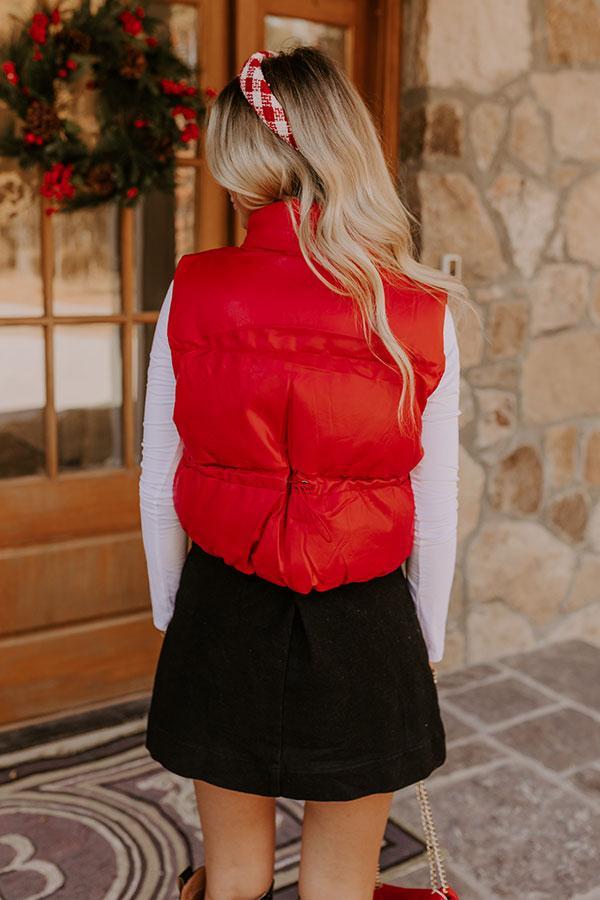 Urban Outing Faux Leather Puffer Vest in Red Product Image