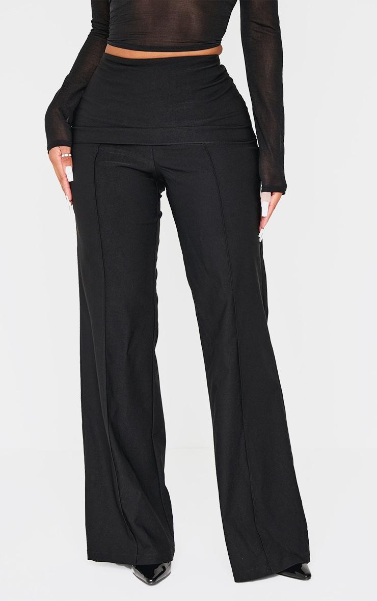 Shape Black Tailored High Waisted Fold Over Flared Pants Product Image