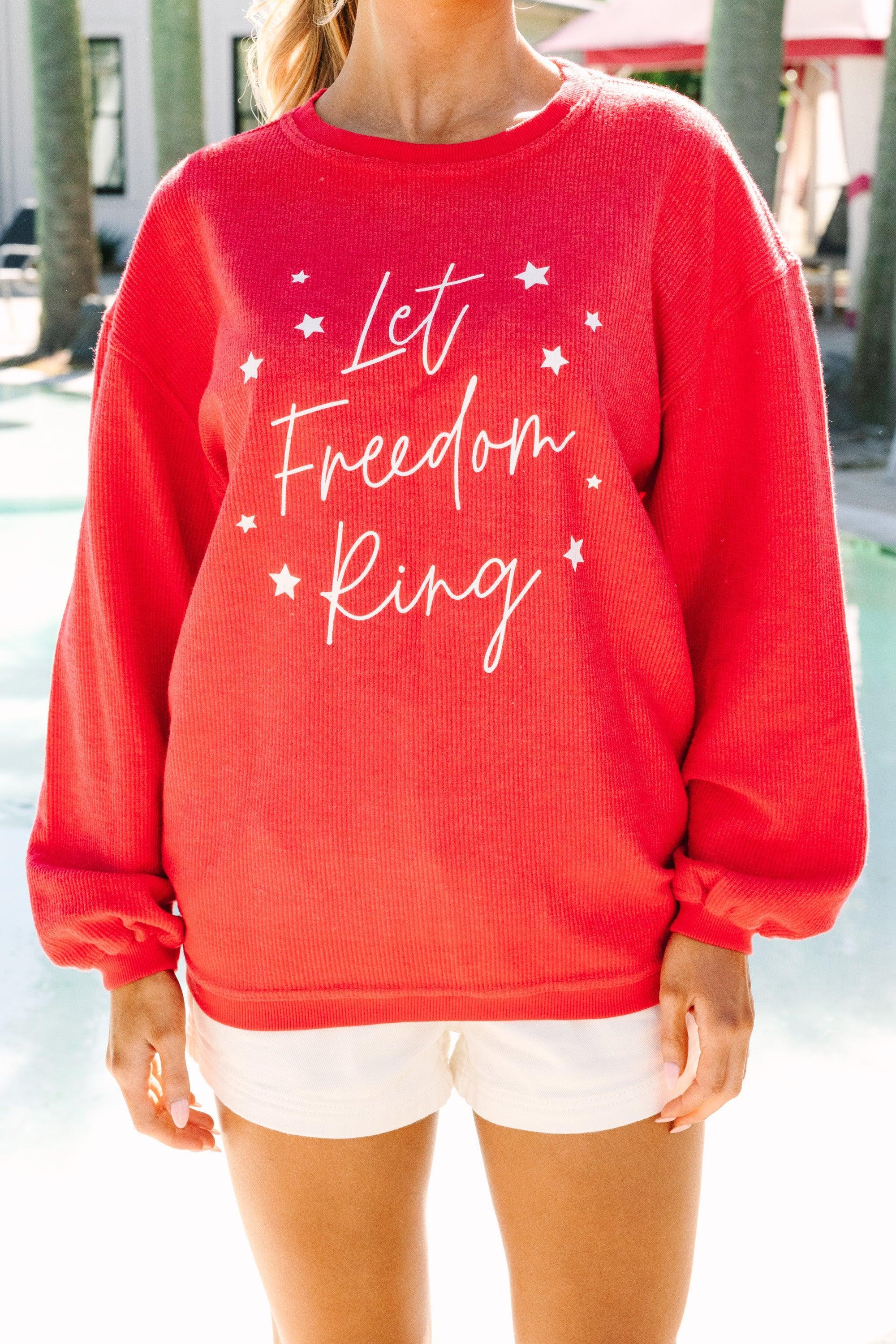 Let Freedom Ring Red Graphic Corded Sweatshirt Female Product Image