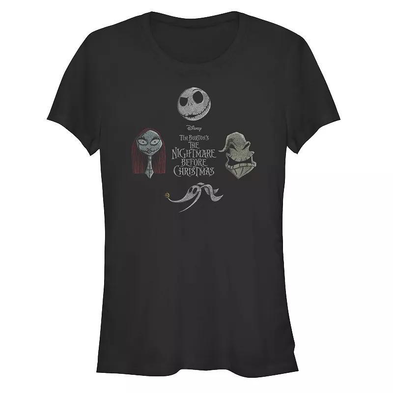 Disney's The Nightmare Before Christmas Characters Heads Juniors' Fitted Graphic Tee, Girl's, Size: Medium, Black Product Image