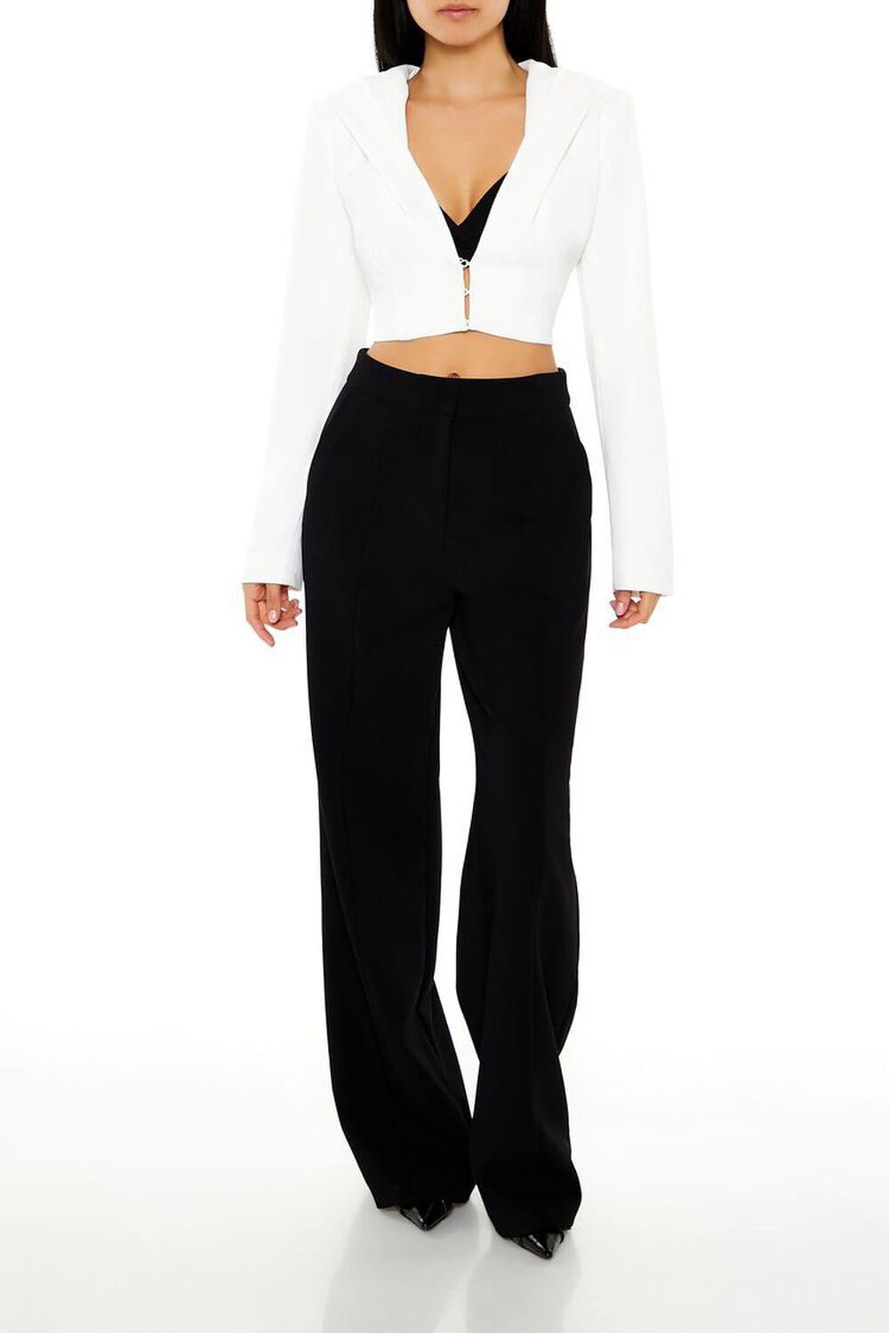 Plunging Hooded Cropped Blazer | Forever 21 Product Image