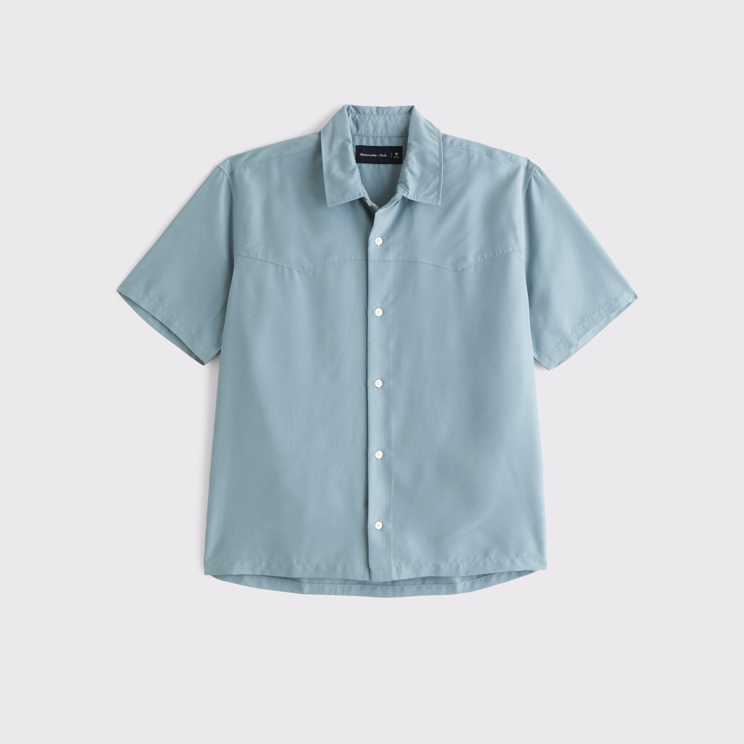 Short-Sleeve Cupro Button-Up Shirt Product Image