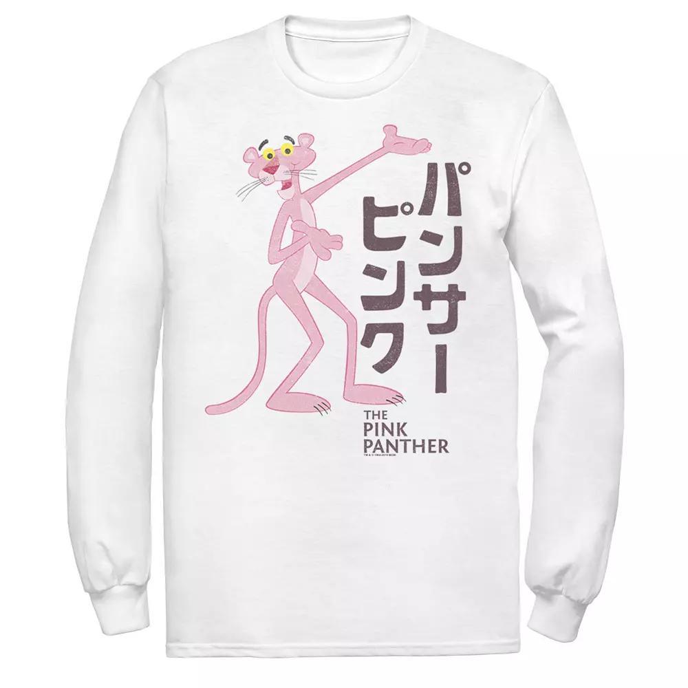 Men's Pink Panther Kanji Portrait Logo Long Sleeve Graphic Tee, Size: Small, White Product Image