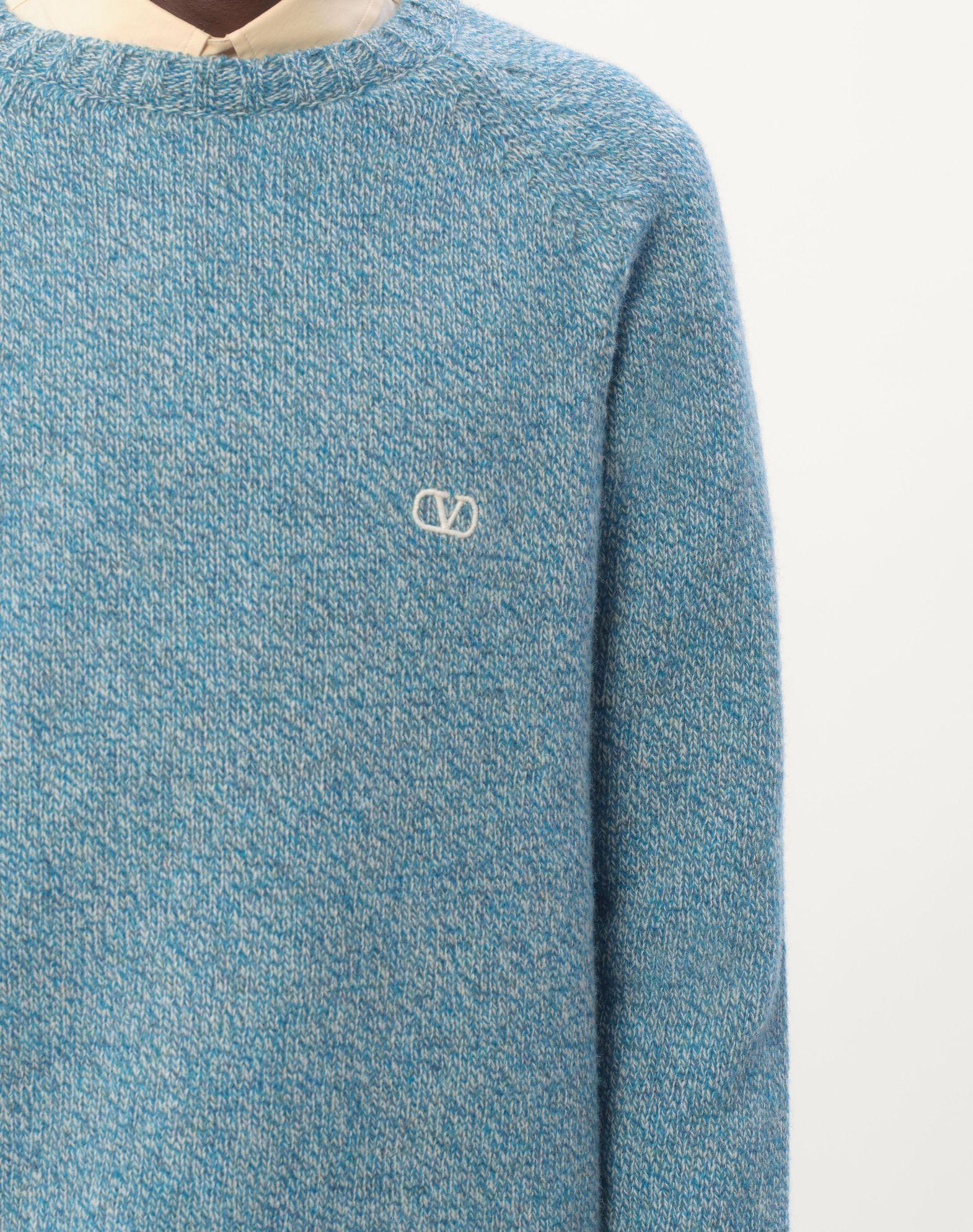Crewneck Wool Sweater With Vlogo Embroidery Product Image