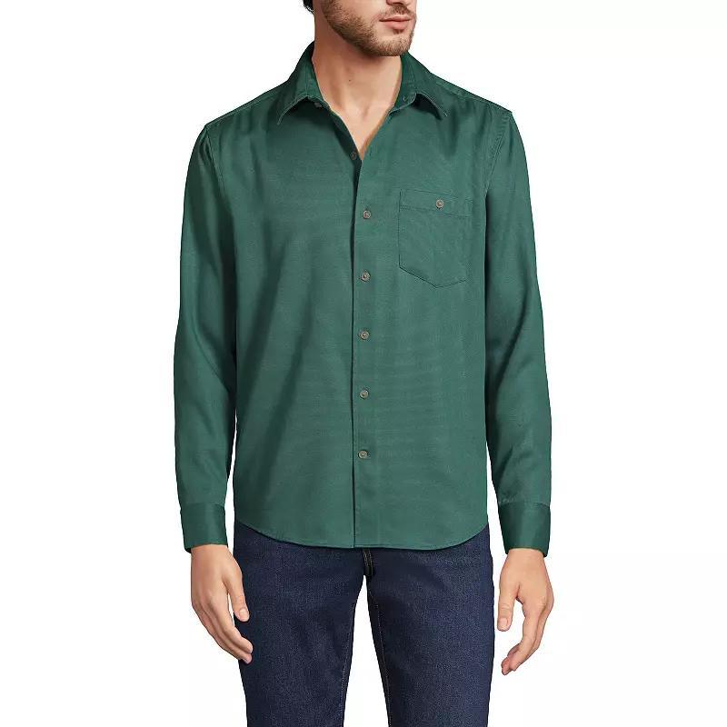 Men's Lands' End Relaxed Twill Shirt, Size: Medium, Antique Alabaster Product Image