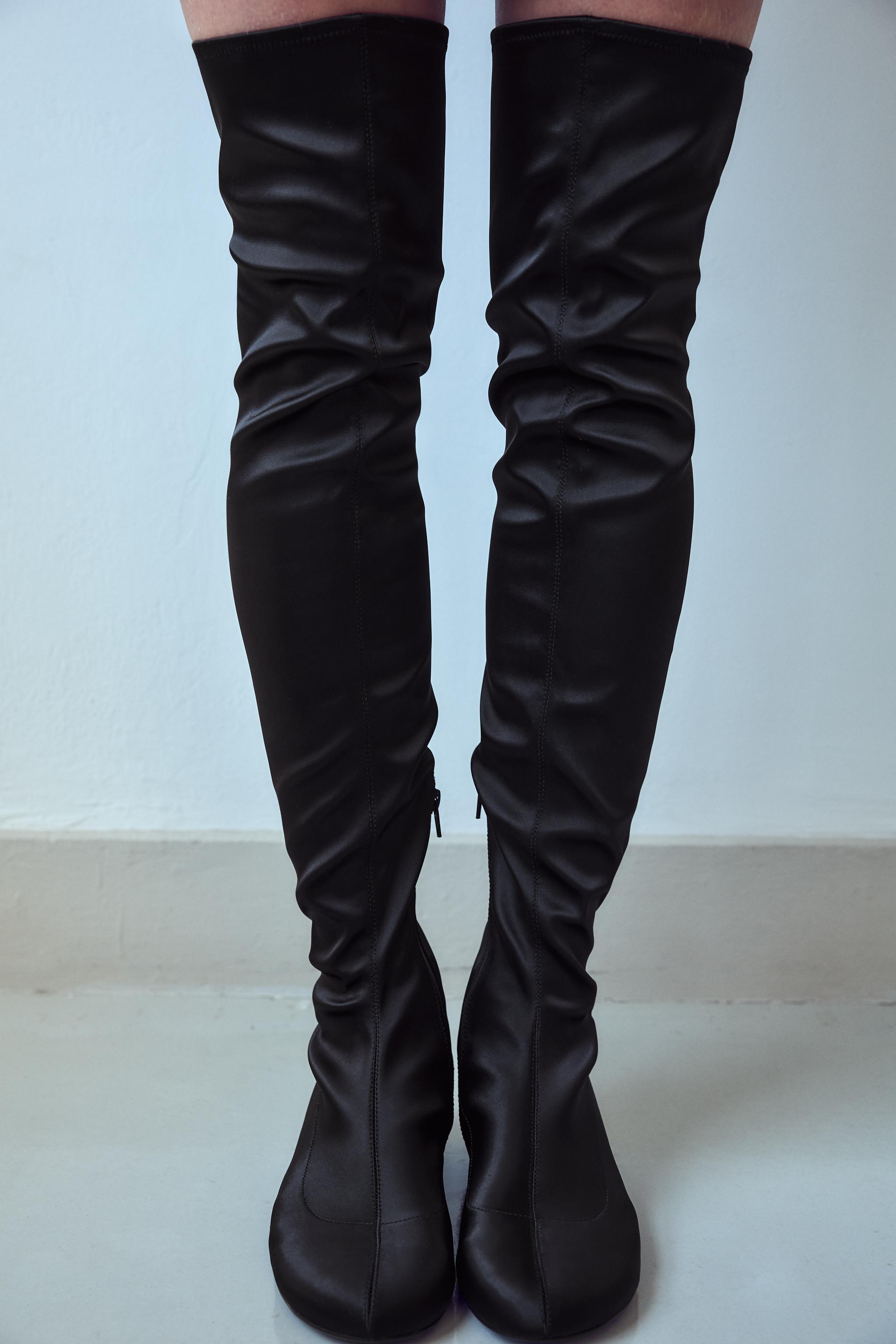 SATIN EFFECT OVER THE KNEE BOOT Product Image