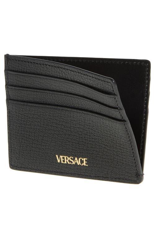 VERSACE Medusa Grained Leather Card Case In Purple Product Image