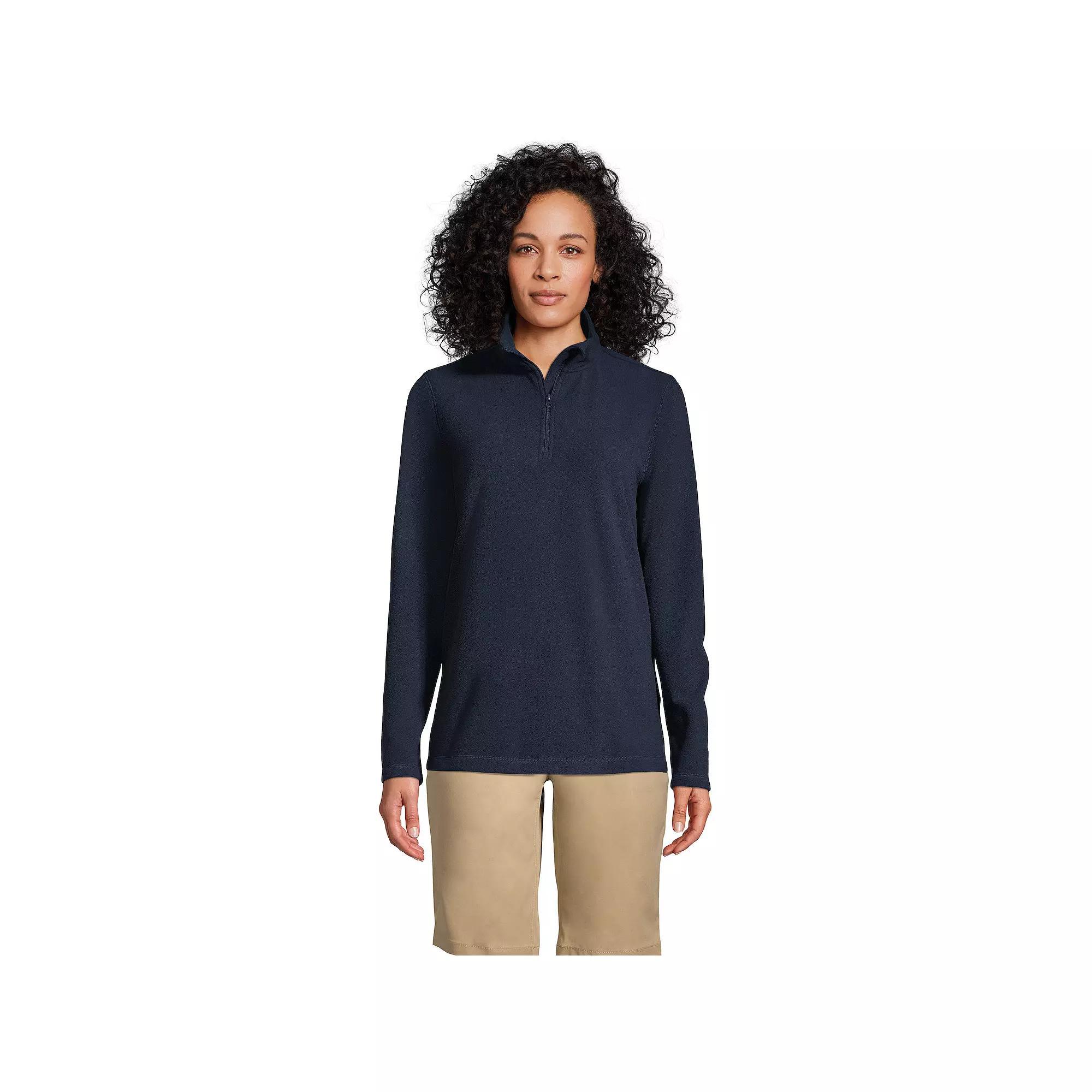 Women's Lands' End Lightweight Fleece Quarter Zip Pullover,  Product Image