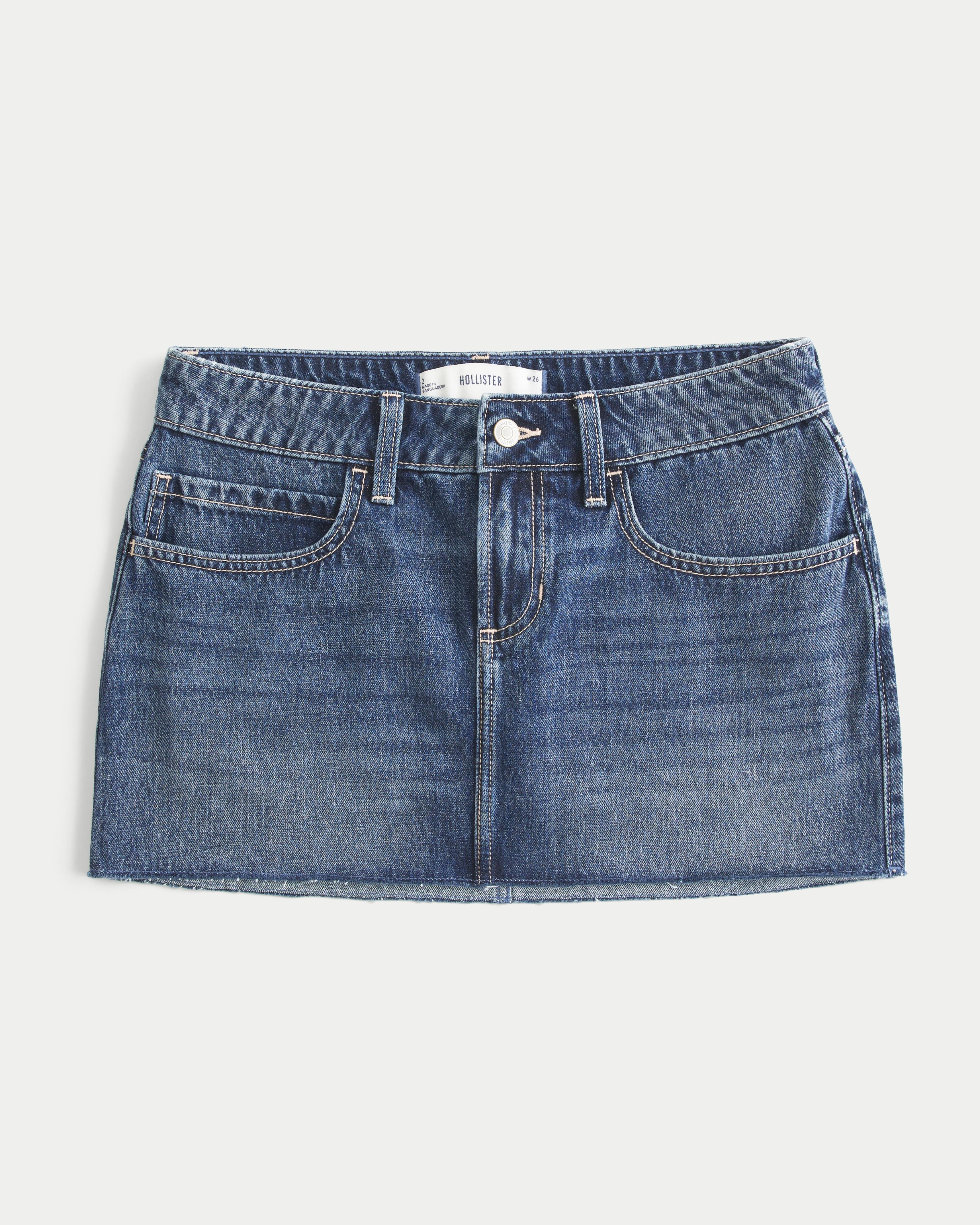 Low-Rise Star Embroidered Denim Mini Skort Product Image