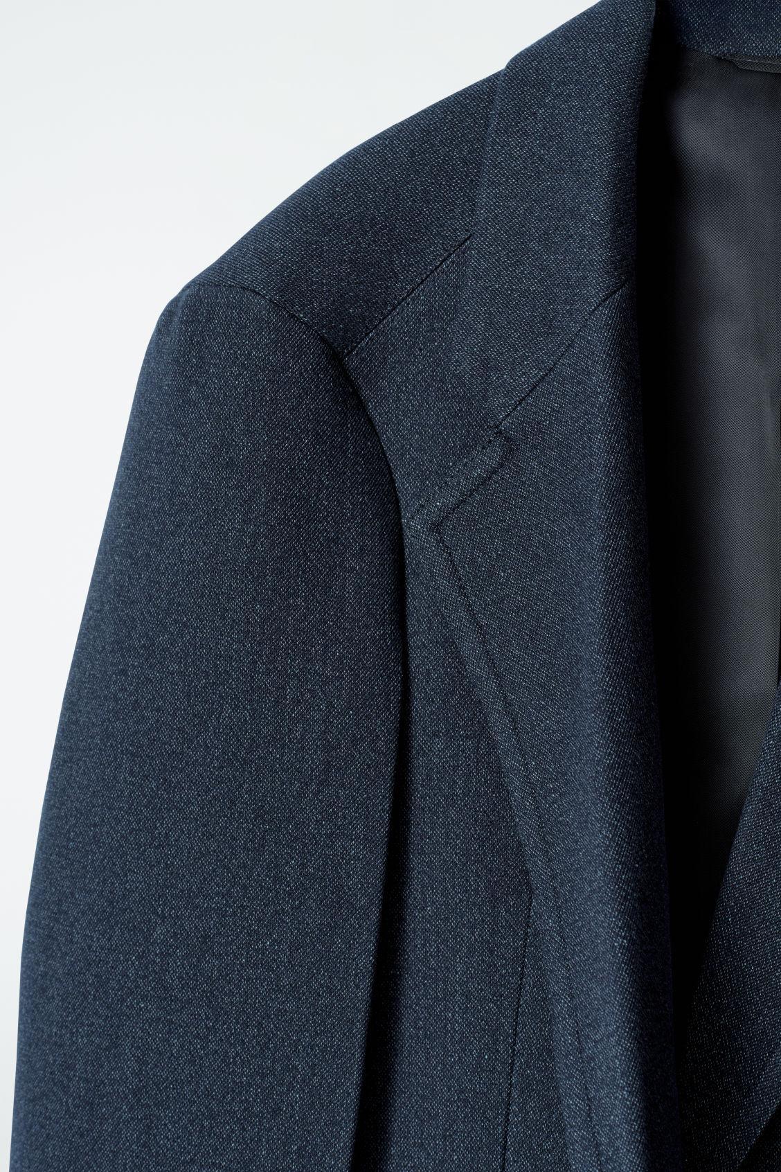 OVERSIZED EXAGGERATED-SHOULDER DENIM-LOOK BLAZER Product Image