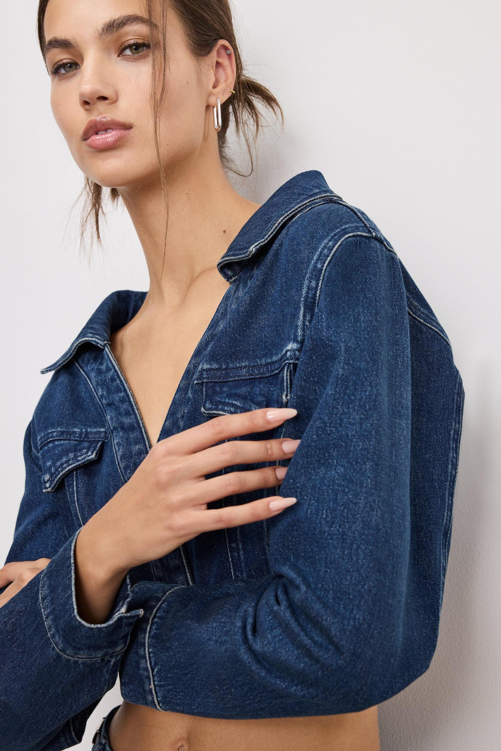 DENIM OFF SHOULDER TOP | INDIGO724 Product Image