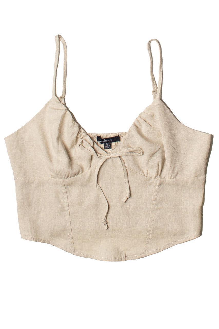 Tie Front Linen Tank Top Product Image