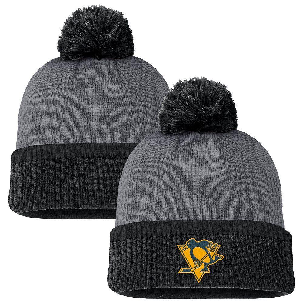 Women's Fanatics Charcoal Pittsburgh Penguins Cuffed Knit Hat with Pom Product Image