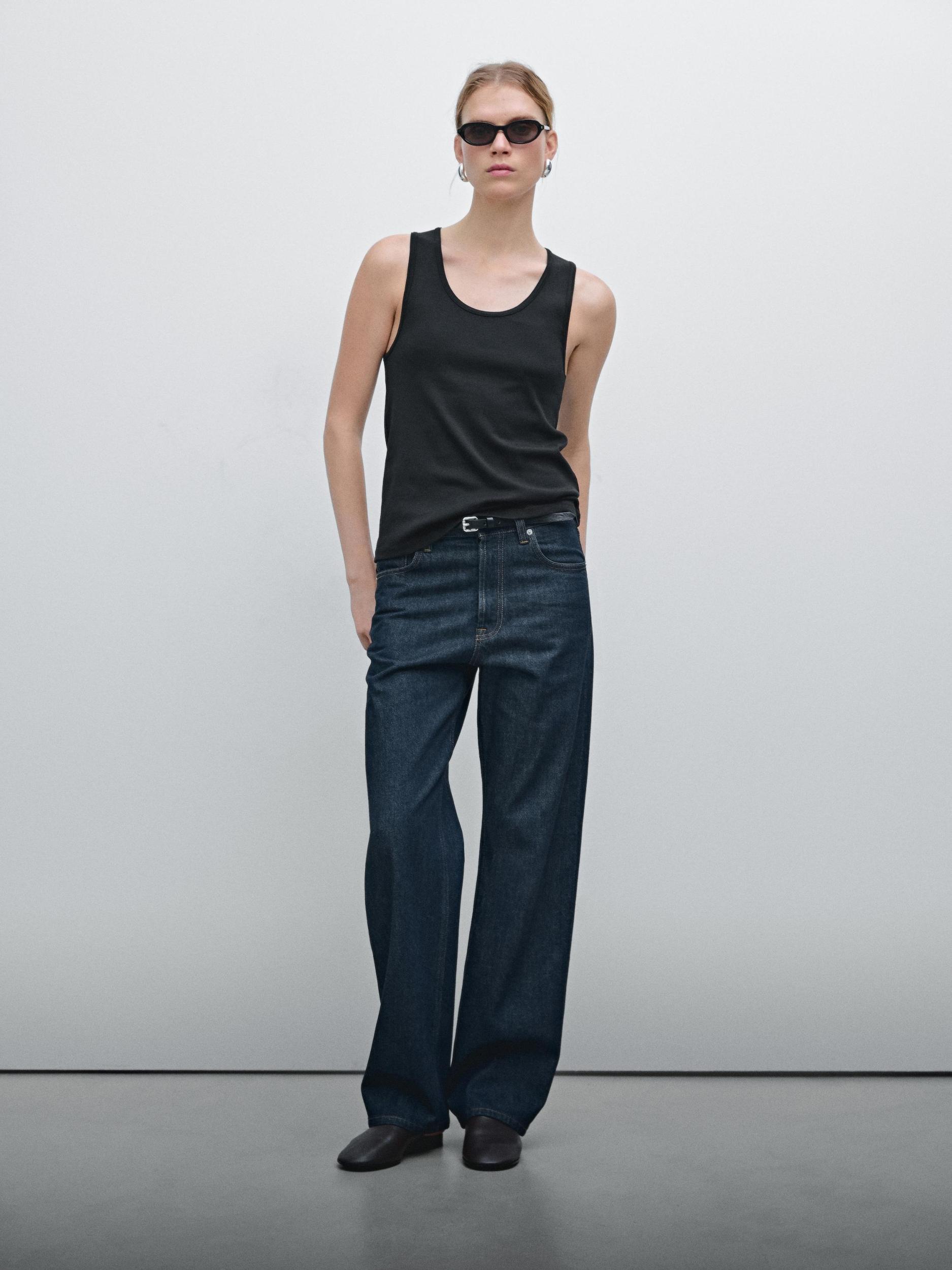 100% cotton T-shirt with wide straps Product Image